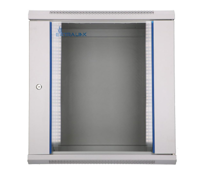 Szafa RACK Extralink Szafka wisząca rack 12U 600x450 szara szklane drzwi EX.8598